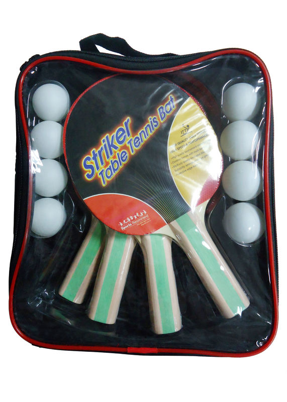 Tragetasche Verpackung Tischtennis Set 5mm Sperrholz Schläger 8 PVC Bälle mit Gummi