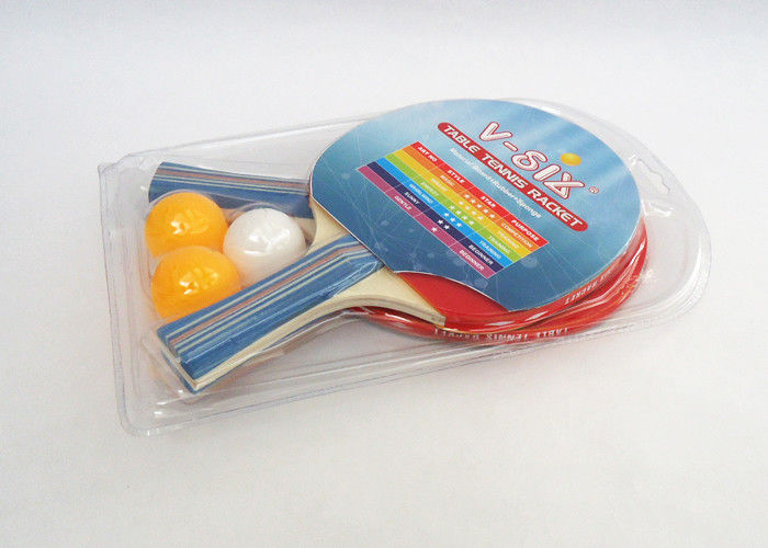 Blauer Griff-Tischtennis-Klingeln Pong-Schläger mit Bällen schlägt Pickel-in/heraus Gummi für Familien-Spiel