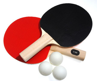 Hardbat-Tischtennis stellte 2 Schläger 3 ein Stern-Ball-gerader Griff-Pickel-heraus Gummi ein